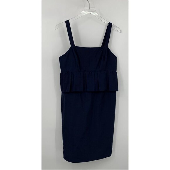 J Crew Peplum shift dress navy blue tank sleeveless lined new 10 PETITE 10P - Picture 3 of 4